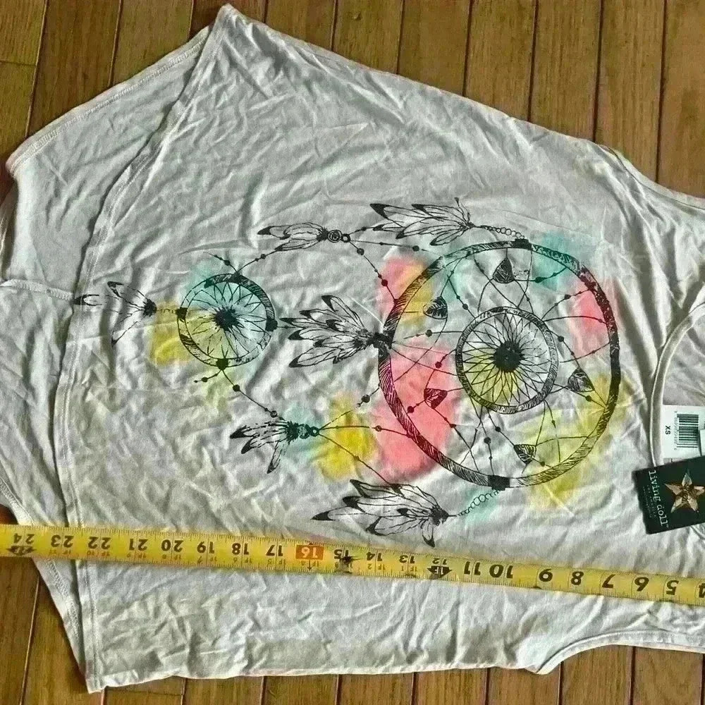 Living Doll Tank Top Medium Flowy Colorful Dream Catcher Graphic Made In USA NWT - Picture 7 of 8
